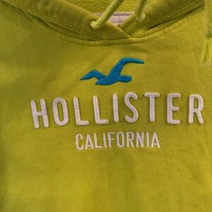 Y2K Hollister California Lime Green Hoodie Pullover Sweatshirt Size Large